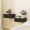 Homcom HOMCOM Floating Bedside Table Set of 2, Wall-Mounted Nightstand, Black 1