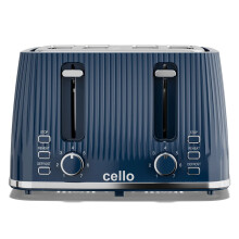 Cello 4 Slice Toaster Extra Wide Slots 7 Levels 3 Function Textured Design BLUE