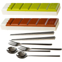 2Pcs Portable Cutlery Set Stainless Steel Silverware Set with Case for Outdoor Travel Camping Flatware Set