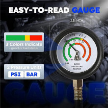 Testerkit voor de Tegendruk van Uitlaatgassen van Auto'S. Tegendrukmeter voor Uitlaatgassen van Auto'S met 1,8 Meter Lange Slang.