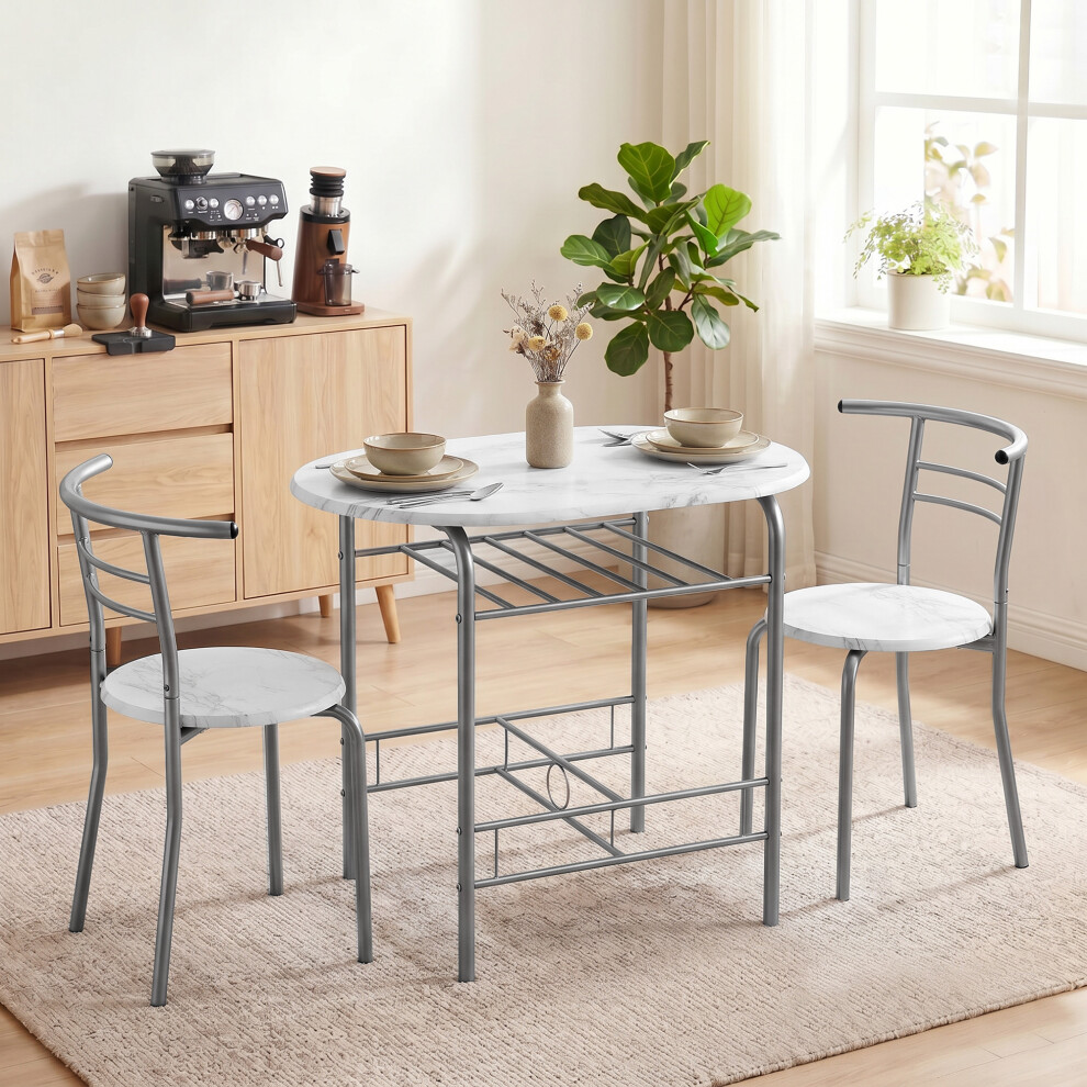 Homcom Breakfast Bar Table And Stools Set, Dining Room Set With Shelf