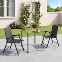 Outsunny Folding Garden Chairs Set of 2 with High Back, Armrests, Black