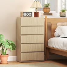 HOMCOM Bedroom Chest of Drawers, 5 Drawers Dresser, Drawer Unit, Natural