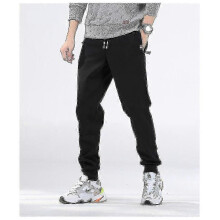 (M  45to54KG, Rib Leg Grey) Winter Warm Fleece Pants Men Lambswool Thick Casual Thermal Sweatpants Male Trousers Brand Fashion Men Joggers