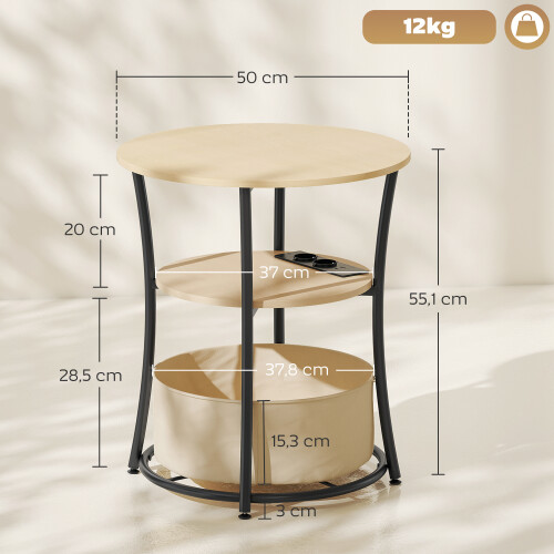 Homcom Mesa Auxiliar Marrón 50 x 50 x 55.1 cm 2