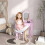 Kids Vanity Table with Mirror, Stool, Drawer, Storage Boxes, Cloud Design, for Ages 3-6 Years - Pink 3