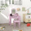 Kids Vanity Table with Mirror, Stool, Drawer, Storage Boxes, Cloud Design, for Ages 3-6 Years - Pink 4