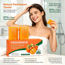 Persimmon Soap Bar for Body Odor Removal, Handmade Persimmon Green Tea Soap for Face and Body Wash Gentle Deodorant Bar