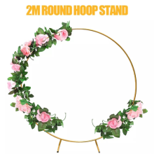 Round Balloon Arch Kit 2M Gold Metal Balloon Arch Stand for Wedding Birthday