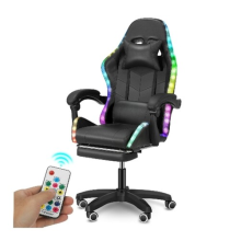 Gaming Chair Massage Speakers bluetooth Ergonomic Office Chair LED Light Black