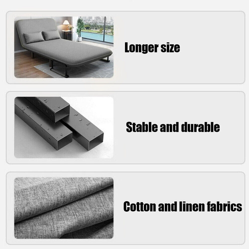 Large Double Folding Sofa Bed Chair 5 Position Convertible Sleeper Armchair