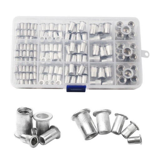 150Pcs Rivet Nut Flat Head Threaded Insert Aluminum Steel Nutsert Set M3-M8 Kit 2