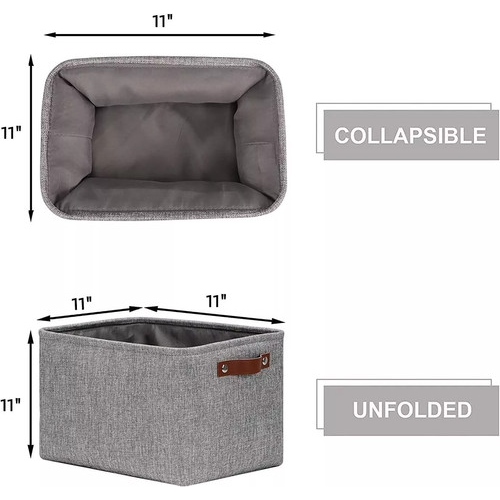 3Pcs Fabric Cube Storage Boxes Set Foldable 28cm x 28cm x 28cm Organiser Handle