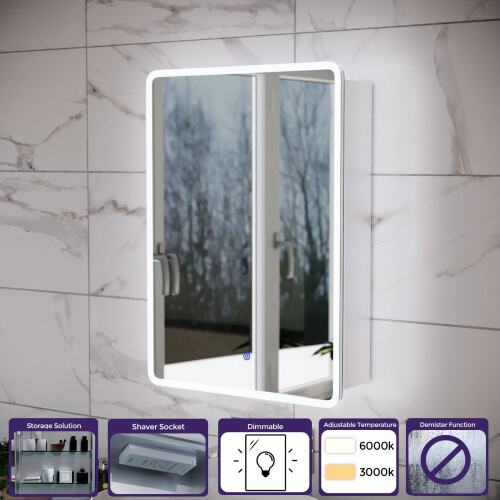 NES Home LED Bathroom Mirror Cabinet 2 Doors 500 x 130 x 700mm with Sensor 2