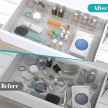 Set di Scatole Portaoggetti In Plastica Trasparente, Vassoio Portaoggetti per Cassetti da Scrivania, per Cosmetici, Gioielli, Utensili da Cucina