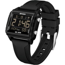 SANDA Unisex 5ATM Square Digital LED Chronograph Date Week Day Alarm SportsWatch
