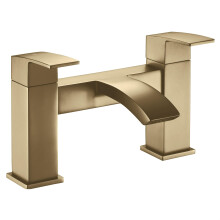 Balterley Contemporary Square Dual Lever Deck Mounted Bath Filler Tap with Ceramic Disc Technology 229 x 127 x 138mm Brushed Brass