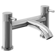 Round Deck Mounted Bath Filler Tap with Industrial Style Detailing - Chrome