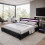 LUXURY Black 4ft Small Double LED CRUSHED VELVET LED Bed Frame 1