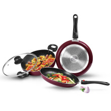 Milton Pro Cook Kitchen Jewel Cookware Set Of 3 (Fry Pan 24 Cm/1.6 Litres; Kadhai 24 Cm/2.5 Litres With Glass Lid & Tawa 25 Cm) Peach Induction Ho