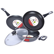 Peggy Oliver Moderna Non-Stick Induction Cookware 4Pcs Gift Set | Stay Cool Bakelite Handle | 4-Layer Coating | Tawa 25 Cm | Fry Pan 24Cm | Kadhai &