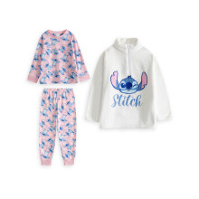 (11-12 Years) Disney Lilo & Stitch Long Sleeve Long Leg Pyjama and Jumper 3 Piece Set (Girls Pink)