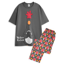 (Medium) Wallace And Gromit Short Sleeve Long Leg Pyjama Set (Mens Multicoloured)