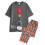 (Medium) Wallace And Gromit Short Sleeve Long Leg Pyjama Set (Mens Multicoloured) 1