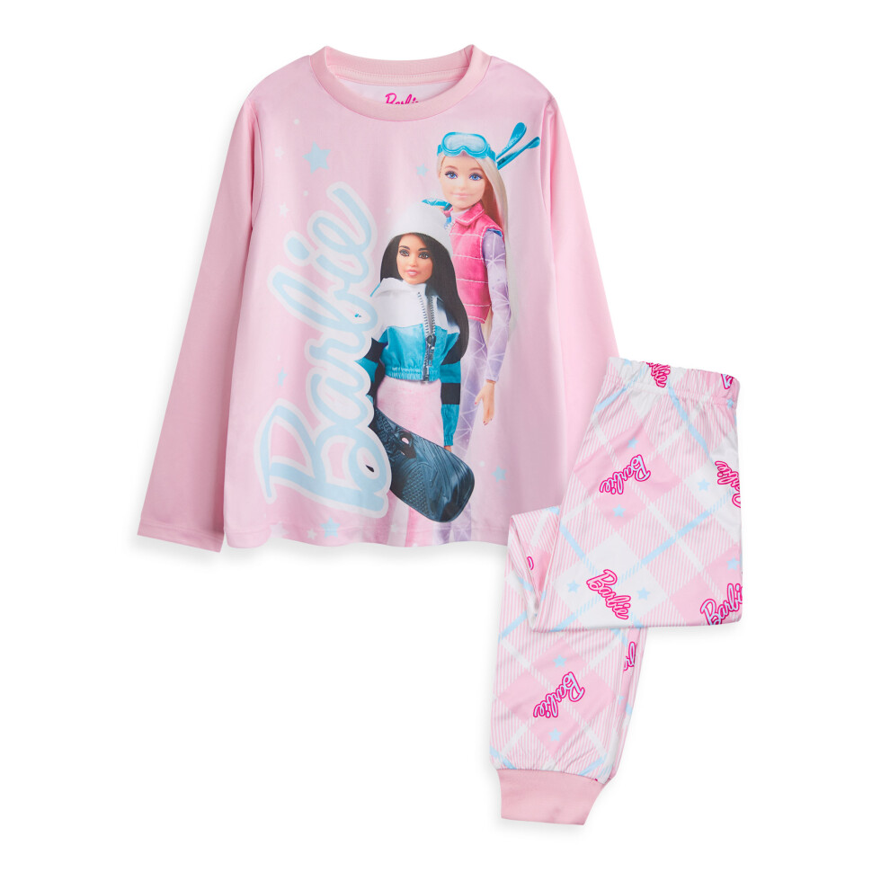 Barbie (11-12 Years) Long Sleeve Long Leg Pyjama Set (Girls Pink)
