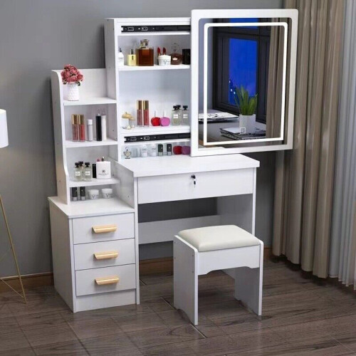 Dressing Table With Drawers Mirror Stool Set Makeup Desk Vanity Table Bedroom