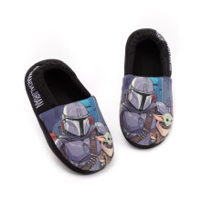 (2 UK Child) Star Wars The Mandalorian Slip On Loafer Slippers (Boys Black)