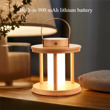 LED Solid Wood Lantern Nightlight - Bedroom Bedside & Camping Atmosphere Lamp, Portable and Eco-Friendly