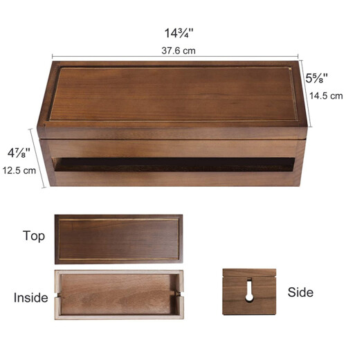 2X Kabel Management Box Holz Kabel Organizer Box (Kaffee Farbe) 2