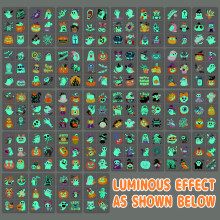(Luminous) [Halloween] 216 pieces pre-cut Halloween tattoos, Halloween party favors bulk glow-in-the-dark temporary tattoos Halloween party