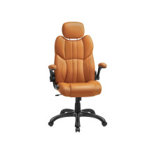Ergonomic Gaming Chair - PU Leather - Caramel Brown - Height Adjustable with Tilt Function and Flip-Up Armrests