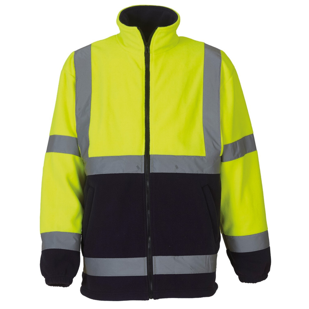 (L, Yellow/ Navy) Yoko Mens Hi Vis Heavyweight Fleece Jacket (Pack Of 2) 5059269136413