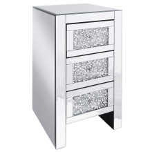 3 Drawer Bedside Table LORAY Glass Mirrored Silver
