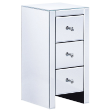 3 Drawer Bedside Table LORRIS Glass Mirrored Silver