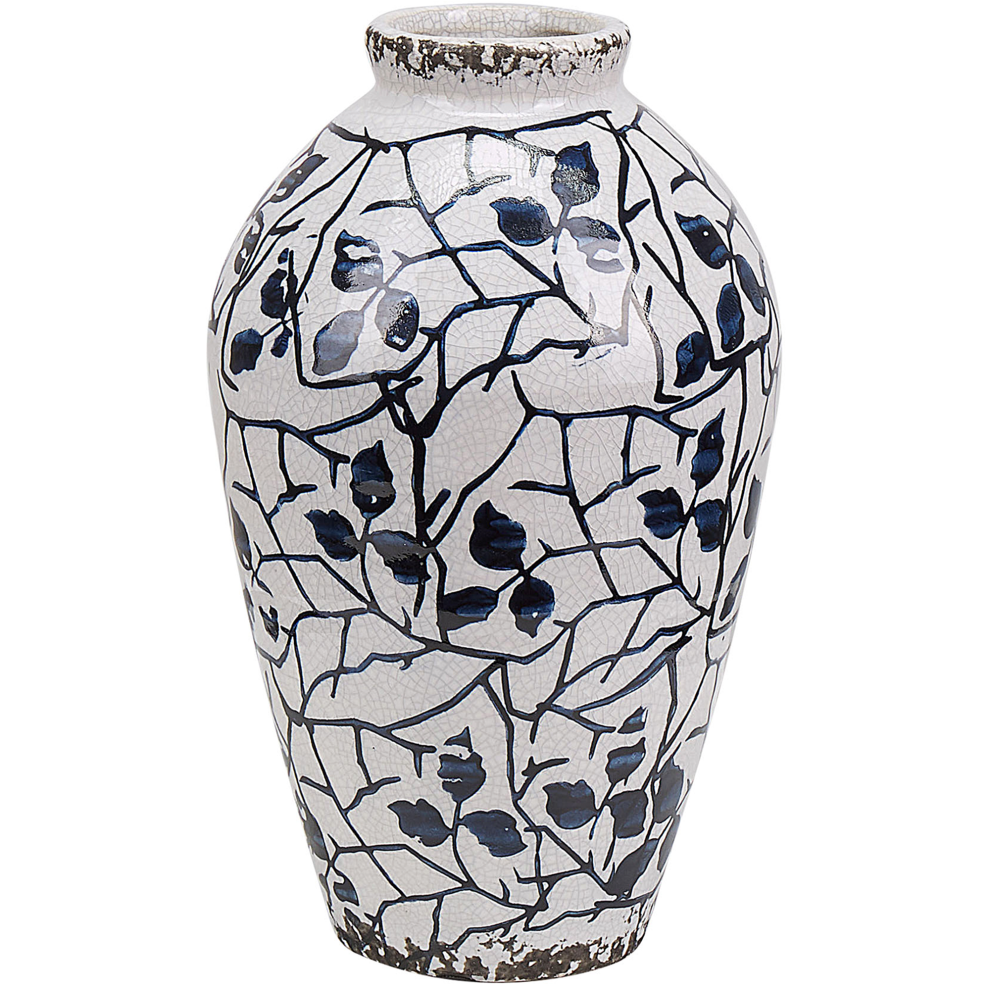 Beliani Flower Vase Mallia Stoneware 22 Cm White