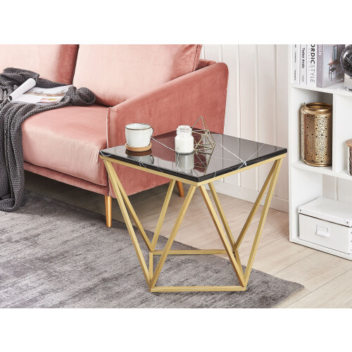 Beliani Side Table MALIBU Black/ Gold 1