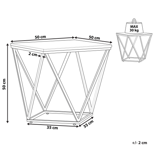 Beliani Side Table MALIBU Black/ Gold 2