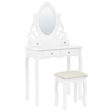Dressing Table with Mirror and Stool AMOUR White