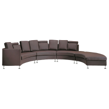 Curved Sofa 7 Seater ROTUNDE Leather Brown