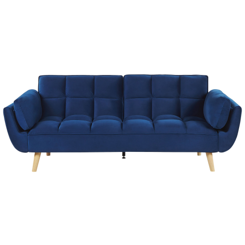 Beliani Sofa Bed 3 Seater ASBY Velvet Navy Blue