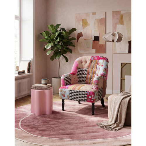 Beliani Armchair MANDAL Fabric Pink 1