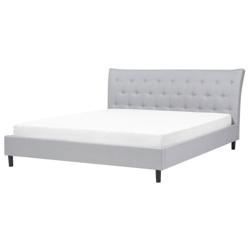 Beliani Bed Fabric SAVERNE 180 x 200 cm (EU Super King) Light Grey