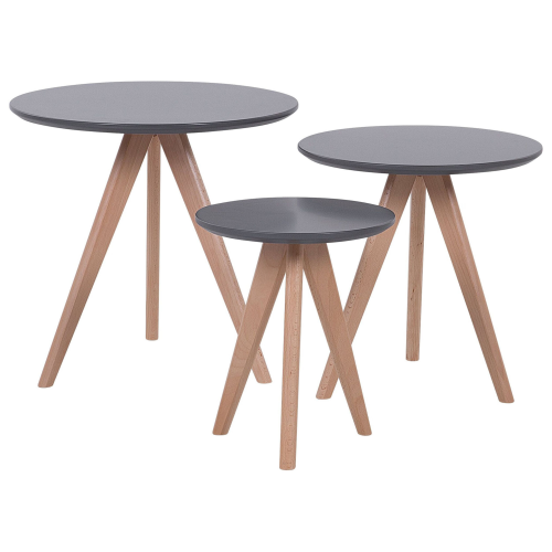 Beliani Set of 3 Coffee Tables VEGAS Grey