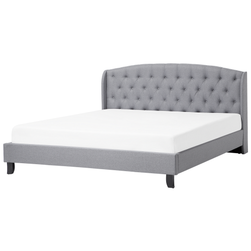 Beliani Bed Fabric BORDEAUX 180 x 200 cm (EU Super King) Light Grey