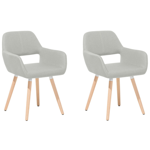 Beliani Set of 2 Dining Chairs CHICAGO Fabric Light Grey