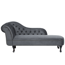 Left-Hand Chaise Longue NIMES Velvet Grey